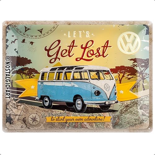 Plaque tôle emboutie décorative 20 X 30 cm. Collection Volkswagen Life is better at the beach