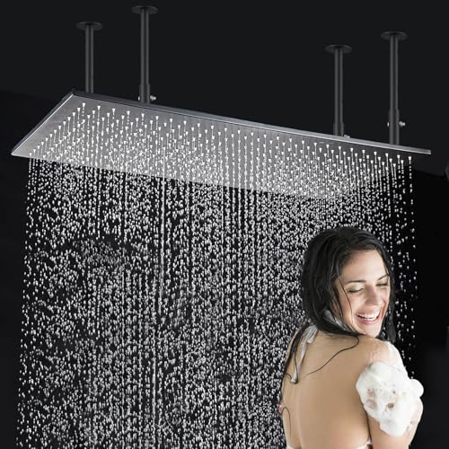 Rain Shower Head 16'x32' Stainless Steel Rainfall Showerhead,Black Square Bathroom Shower...