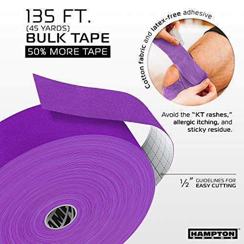 Image of Hampton Adams | As Seen on Shark Tank | Original Kinesiology Tape | 135ft Uncut Bulk Roll | Supports & Protects Muscle Wrist Knee Shoulder Back Plantar Fasciitis | Waterproof Hypoallergenic (Purple)