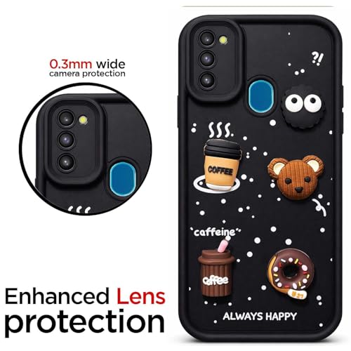 Image of Bintage Cute Fun Taddy| 3D Ball Bear| Donut| Coffee Rubber Case Camera Protection Back Cover Compatible for Samsung Galaxy M30s - Black