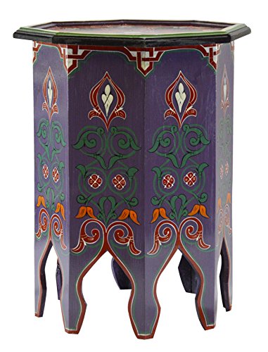 Painted Wood Moroccan Wood Side End Table Corner Coffee Handmade Hand Painted Moorish Purple #TOP4