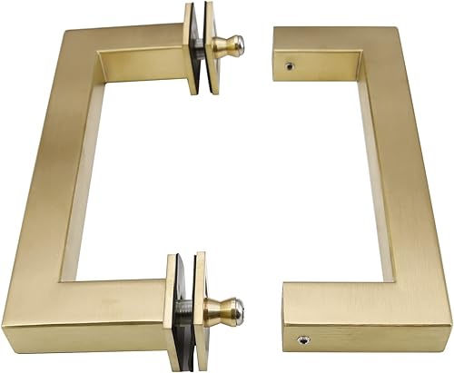Miniatura 3 de Tirador tubular de acero para puerta de ducha de grado 304, 6 pulgadas, cuadrado, acabado de latón satinado SSSP152-SG