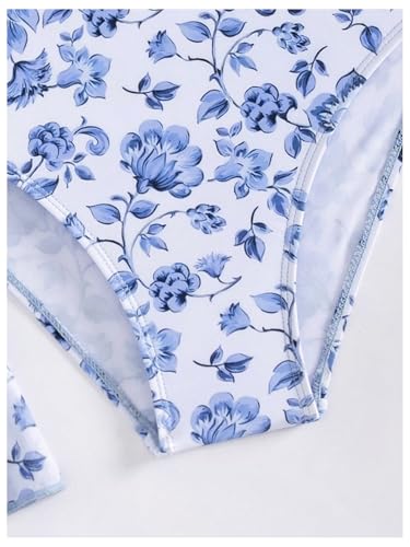 SHENHE Girl's Floral Bathing Suits 3 Piece Ruffle Bikini Set Swimsuits with Cover Up4