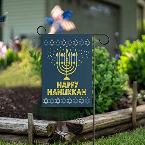 Happy Hanukkah Garden Flags 12 X 18 Double Sided Menorah David Star Festival Of Lights Yard House Flag Winter Holiday Traditional Outdoor Banner Home Decorations #TOP5