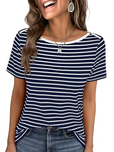 ANRABESS Womens Boat Neck Tops Short Sleeve T-Shirts Causal Fashion Tee Shirts...