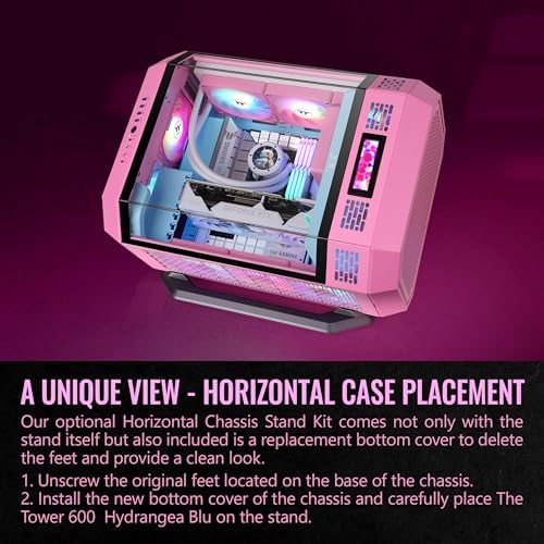 Thermaltake Tower 600 Bubble Pink Mid Tower; 2x140mm CT Fans Included; 420mm Radiator Support; 400mm GPU Clearance; Hidden Connector Support; Rotatable PCIe Slots; CA-1Z1-00MAWN-00