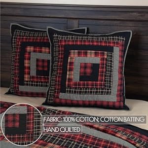 VHC Brands Rustic & Lodge Cumberland Quilted Bedding Accessory, Euro Sham 26x26, Chili Pepper Red VHC Brands Rustic Lodge Cumberland Quilted Bedding Accessory Euro Sham 26×26 Chili Pepper Red