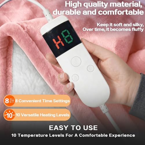 Image of Wearable Heated Blanket With Sleeves & Foot Pocket, Heated Throw Blankets Fast Heating Blanket With 10 Heat Settings Auto Shut Off Over-Heat Protection-Warm Gift, Machine Washable, 52 inch*72 inch+18 inch