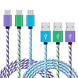 Galaxy S7 Charger, NonoUV 3-Pack 6ft Nylon Braided Micro Usb 2.0 Cable Long Samsung Charger Cord for Samsung Galaxy S6, S7 edge, S6 edge plus, Note 5, 4, HTC, LG, Tablet, Nexus, and More Android Phone