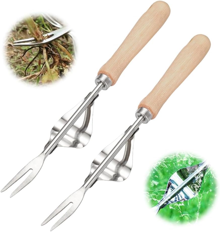 Garden weeding tools, manual weeding tools, gardening weeding tools with ergonomic handles to easily remove weeds, suitable for weeding, digging, soil loosening (2 PCS)