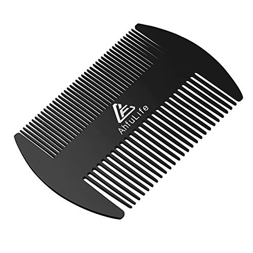 AhfuLife Peigne à Cheveux et à Barbe en Métal, Peigne de Taille de Carte de Crédit EDC Parfait pour Portefeuille et Poche, Peigne à Barbe Antistatique à...