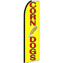 Corn Dogs Feather Flag | 3ft W x 11.5ft H | Durable Super-Knit Polyester | Outdoor Advertising Banner Flag for Promotions