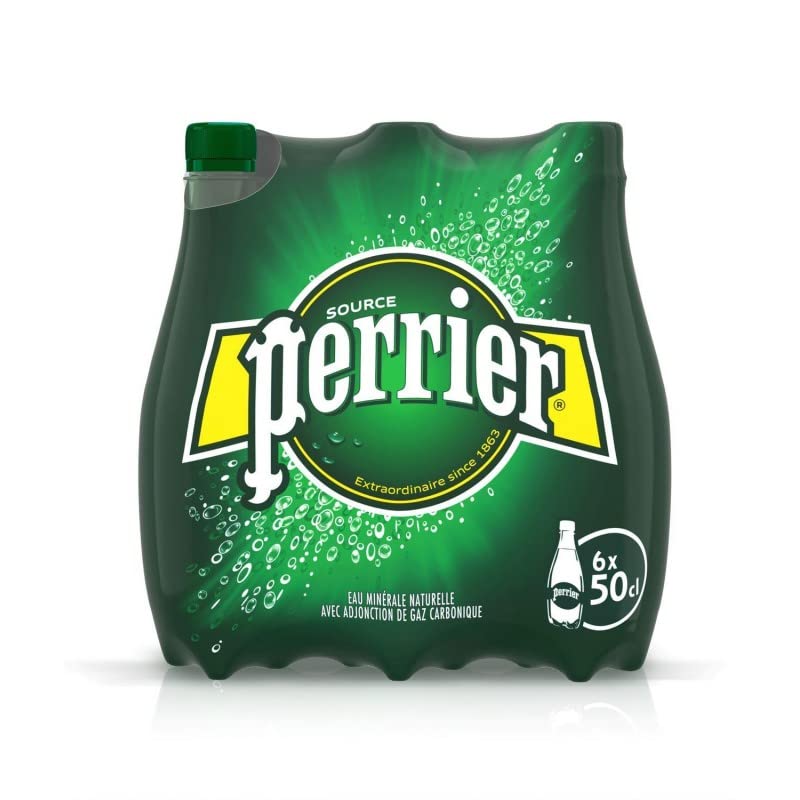 Perrier - Agua mineral carbonatada - 500 ml - Juego de 6 botellas - Agua mineral elegante, con gas y refrescante - Sin azúcar - Cero calorías - Bebida para llevar