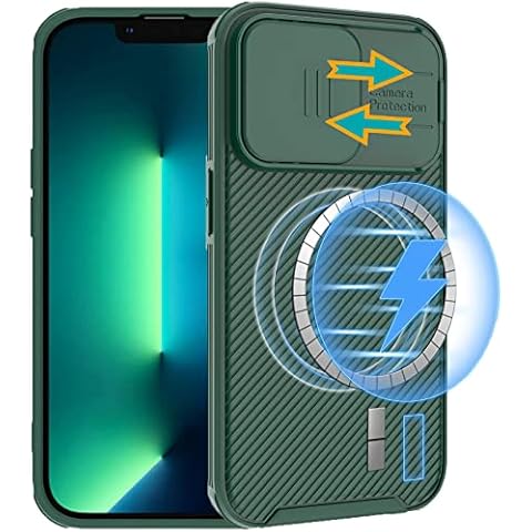 Vitodo Magnetic Designed for iPhone 14 Pro Case with Camera Cover Compatible with MagSafe Silicone Bumper and Hard PC Back Military-Grade Shockproof Protective Case for iPhone 14 Pro 6.1" (Green) Cover