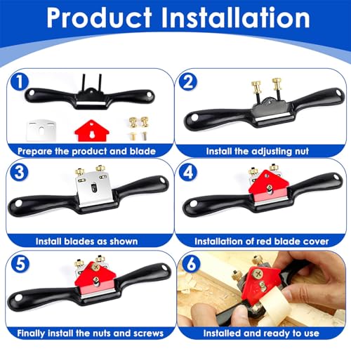 Wood Plane 10-Precision Wood Planer for Doors and Carpentry Adjustable Wood Cutting Hand Planer Tools and Equipment with Replacement Blades Accessories for Wood Craft Processing DIY Model Making - Image 3