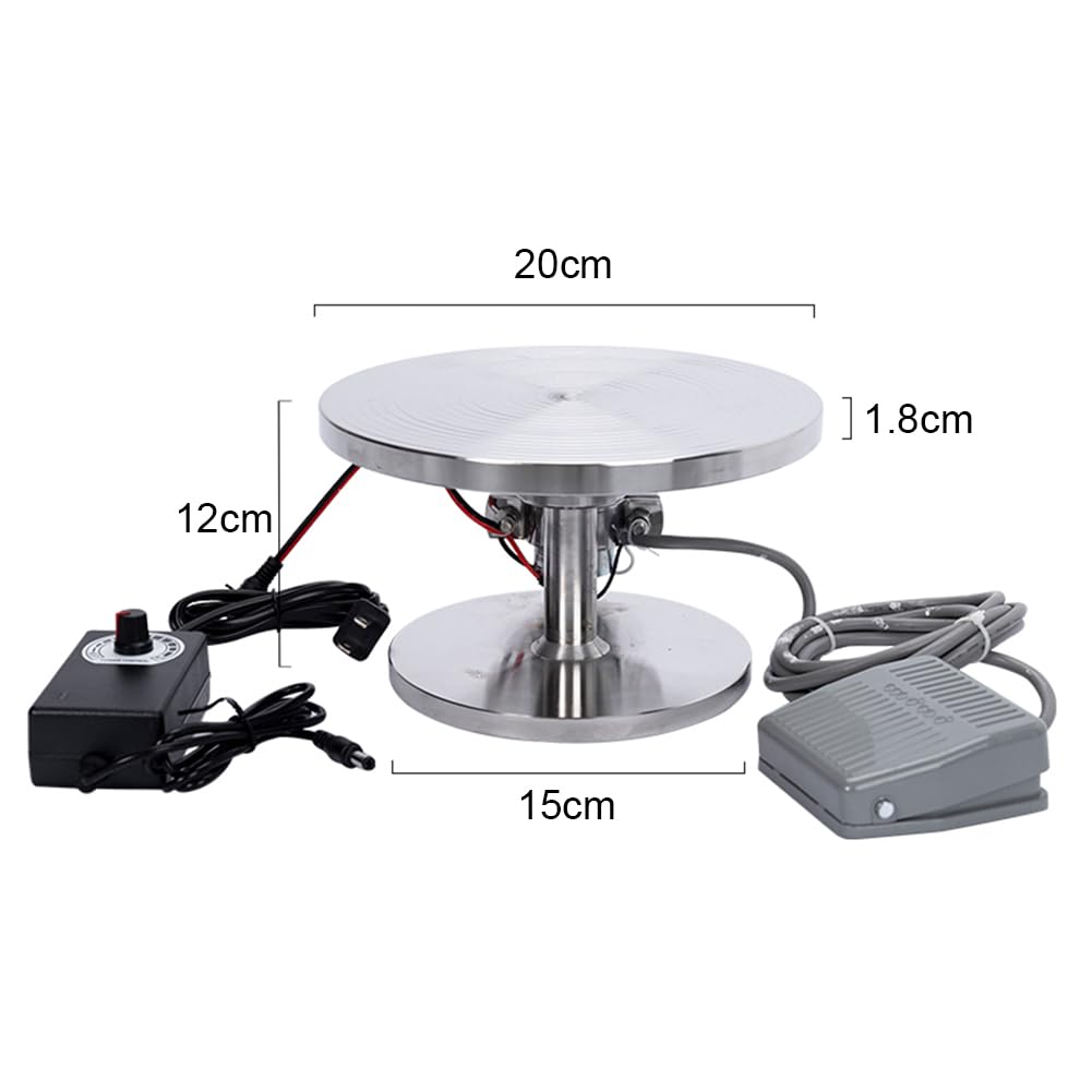 Regulowane elektryczne koło garncarskie z pedałem nożnym, gramofon ze stali nierdzewnej 20 cm, idealny do sztuki ceramicznej, rękodzieła i hobbystów dla początkujących i profesjonalistów