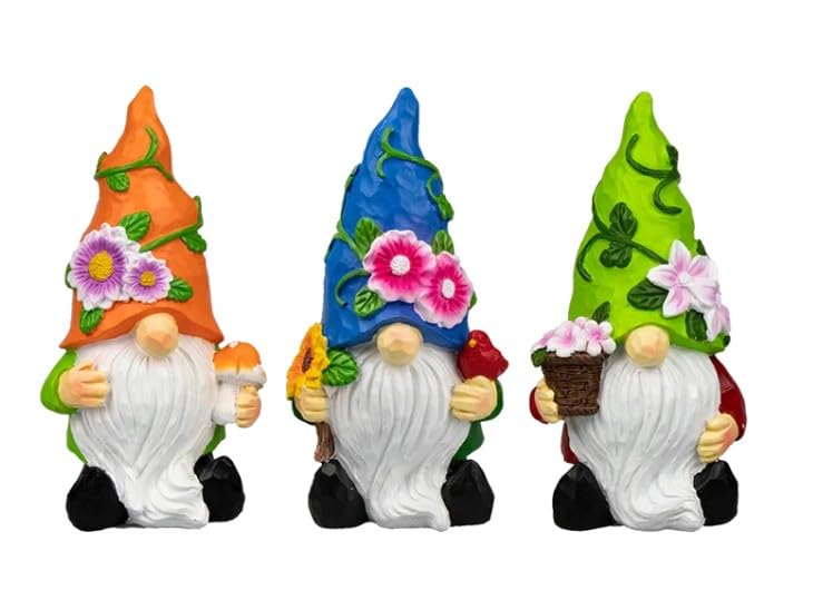 Garden Gonk Ornament With Flower Hat10.5 x 9 x 20 cm Outdoor & Indoor Decoration, Whimsical Yard, Patio & Fairy Garden Decor Gift, Gnome Garden Essential Accessories, Home Decor (Blue)