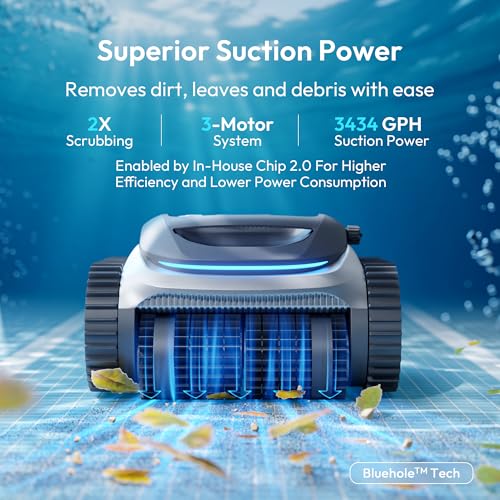 Image of (2026 New) BUBLUE C10P Gen2 Cordless Pool Vacuum Up to 420 Min Runtime for Inground & Above Ground Pool, Triple Motor Pool Cleaner Robot with App & Smart Navigation, Floor Wall Waterline Clean, Silver