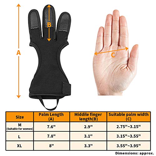 Kratarc Adult Archery Gloves Finger Protector Shooting Hunting Arrow Bow Archery Protective Gear Accessories (Black, Xl) #TOP6