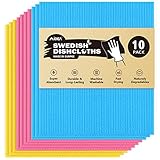 AIDEA Swedish Dishcloths for Kitchen-10PK, Absorbent Swedish Dishcloths, Reusable Dish Cloths Paper Towels, Swedish Towels Kitchen Sponge Cloth for Home, Kitchen, Glass, Gifts 7' x 8'