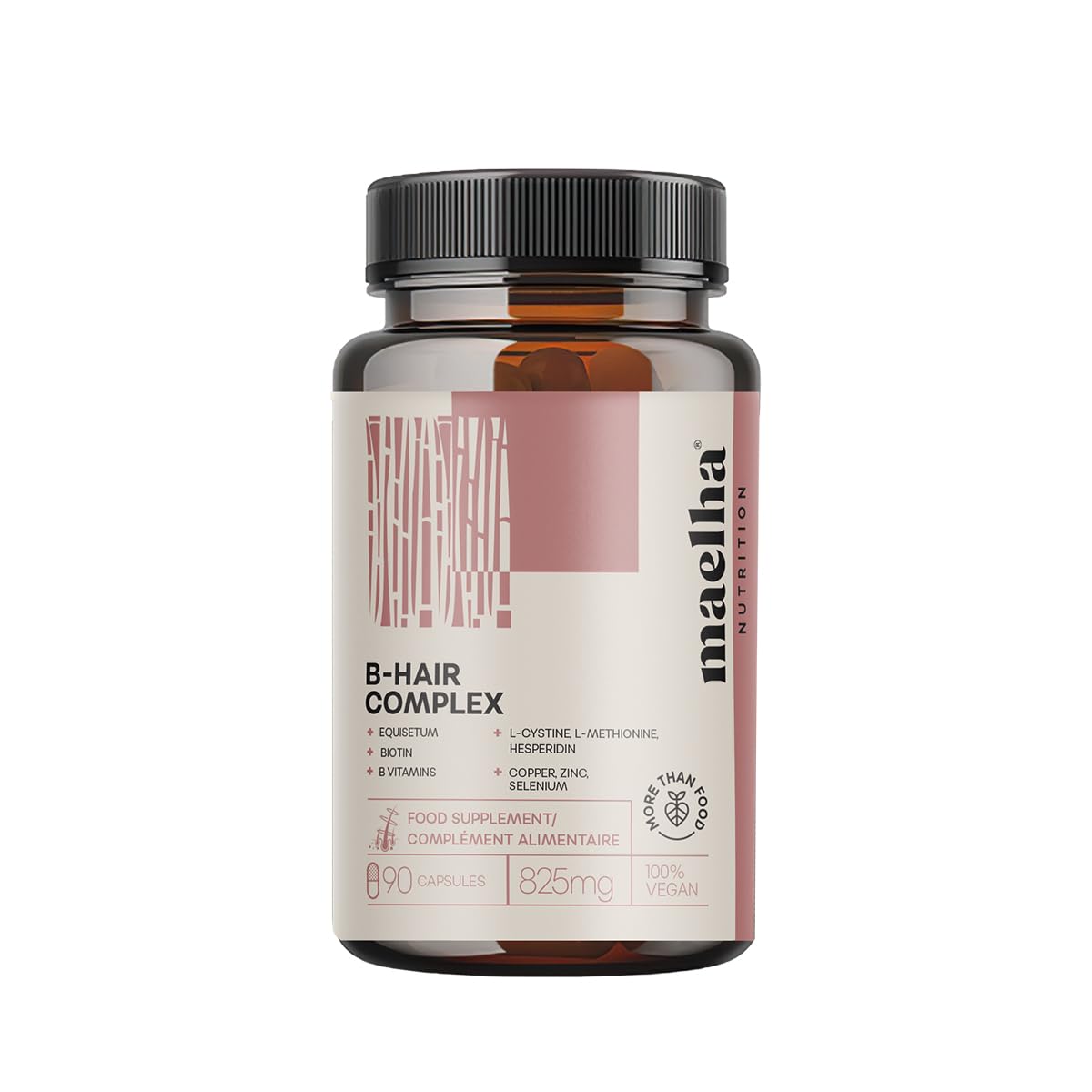 B-Hair Complex | Integratore Capelli e Unghie | Biotina Complex con L-cistina, Equiseto e Vitamina B | Integratore Capelli Uomo e Donna | 90 capsule | 100% Vegano