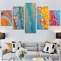 SIGNWIN 5 Panel Canvas Wall Art Modern Art 3D Abstract Abstract Brushstroke Contemporary Digital for Home Decorations Ready to Hang - 60