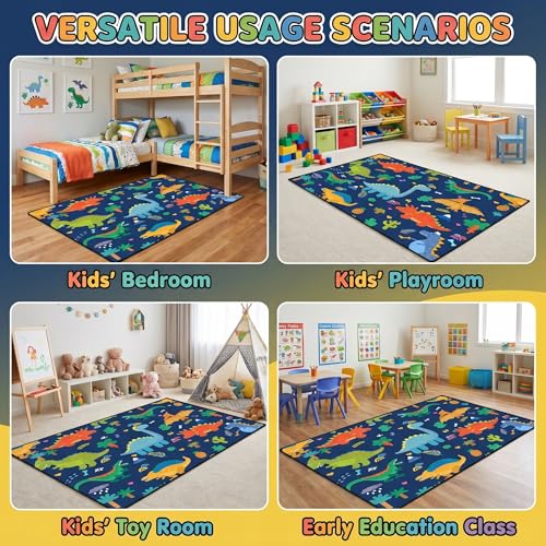 Tapete decorativo infantil con dinosaurios azul 2x3 ft miniatura 4