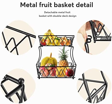 2 Tier Fruit Basket for Vegetable Fruits Basket, Fruit Holder for Storage Basket Bowl Stand for Kitchen, Living Room