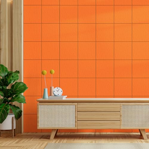 Image of MaxGear Felt Bulletin Board 48 inch x 36 inch, Orange Felt Wall Tiles Wall Decor