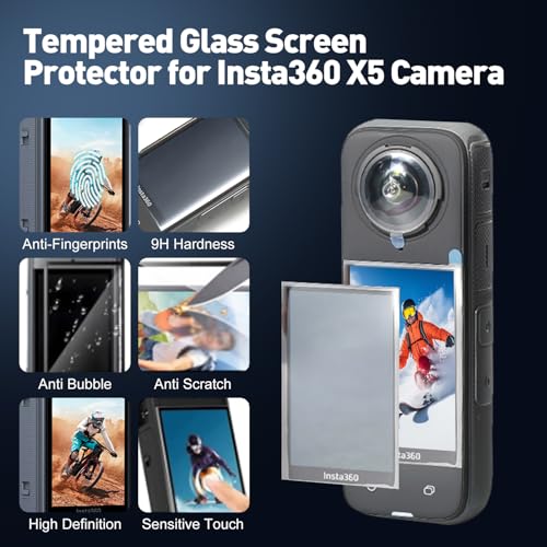 Protector Insta360 X5 kit de accesorios JFX con vidrio templado y soporte 2