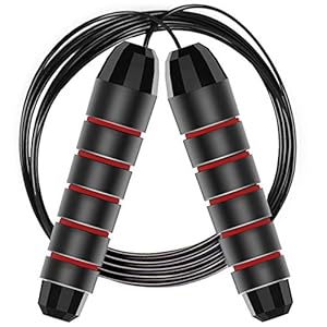 Skipping Rope, Jump Rope Adjustable, Jumping Rope with Tangle-free PVC Coated Steel Cable, Rapid Ball Bearings & Soft Foam Handle For Men Women Kids Home Exercise, Fitness, Fat Burning, Boxing