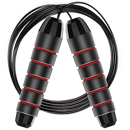 Skipping Rope, Jump Rope Adjustable, Jumping Rope with Tangle-free PVC Coated Steel Cable, Rapid Ball Bearings & Soft Foam Handle For Men Women Kids Home Exercise, Fitness, Fat Burning, Boxing