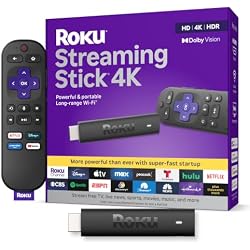 Roku Streaming Stick 4K with Voice Remote - HDR10+ & Dolby Vision | Compact 4K Streaming Device for TV with Roku Voice Remote & Long-Range Wi-Fi - Free & Live Local News, Sports