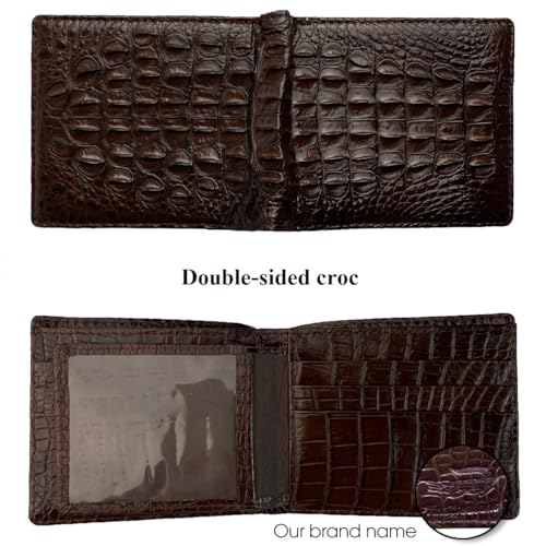 Men Leather Wallet Croc RFID Blocking Front Pocket AIIigator Handmade Gift For Birthday Wedding Anniversary Father's Day2