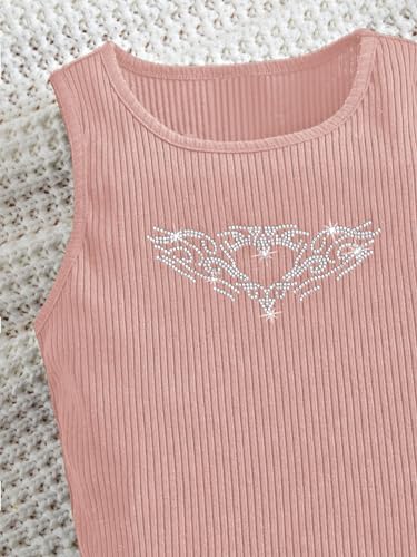 SOLY HUX Girl's Y2k Tank Top Sleeveless Heart Rhinestone Summer Crop Tops4