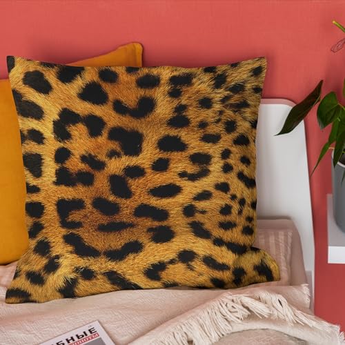 Housse de coussin lit taie d'oreiller lin 50x50cm anti-pli imprimé léopard