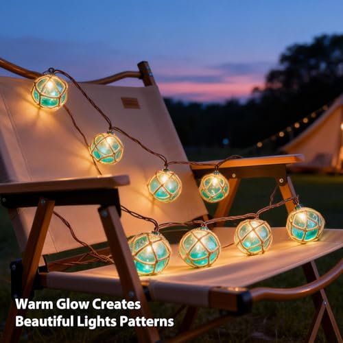 Decorative String Lights Plug in with 10 Incandescent Bulbs, Nautical Fishing Float String Lights Connectable Weatherproof for Indoor Home Tiki Bar Decor and Outdoor Patio Decorations (Aqua Blue) - Image 5
