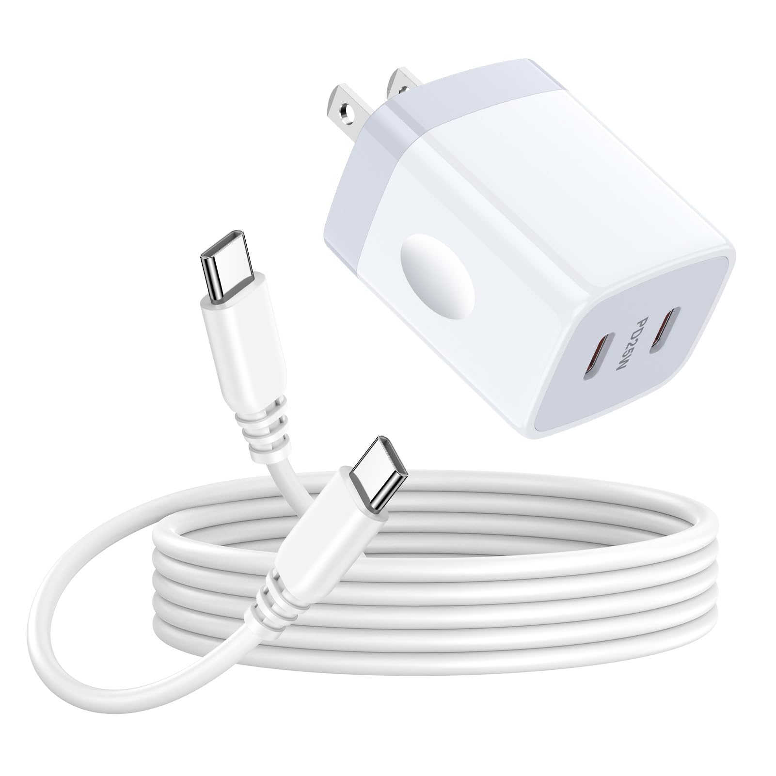 iPhone 16充電器 タイプc充電器 2ポート 25W/3A PD3.0/PPS対応 USB C-USB Cケーブル*1.83m*1本付き type c コンセント アンドロイド充電器 スマホ 充電器 Galaxy充電器 60W pdケーブル iPhone 16シリーズ/Huawei/Galaxy/Xperia/LG/Aquos/iQOSなどのCタイプ多機種対応