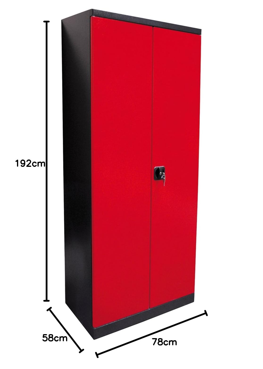 DEMA Werkzeugschrank XL 2-türig – Werkstattschrank, Metallschrank anthrazit/rot H192xB78xT58 cm – robust, abschließbar, geräumig – ideal für Werkstatt, Garage, Hobby