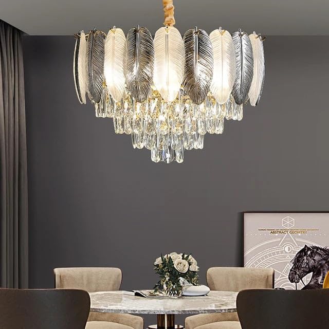 Image of Lyse Decor Chandelier for Living Room Modern Ceiling Light Jhumar for Hall Light for Living Room and Hall Round Jhoomer Show Lights for Home Decoration Ceiling (Silver 500 mm)