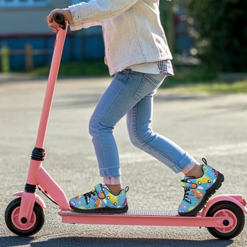 Boys Girls Sneakers Kids Lightweight Breathable Strap Athletic Running Shoes for Little Kid/Big Kid Cartoon Car Pattern4