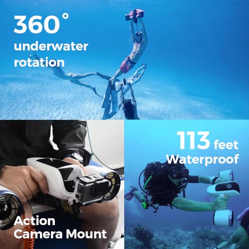 Image of Sublue Mix Underwater Scooter with Action Camera Mount 30 Minutes 22lbf 131ft Waterproof Dual Motors Water Sports Pool Diving Snorkeling for Adults Gray Battery Version
