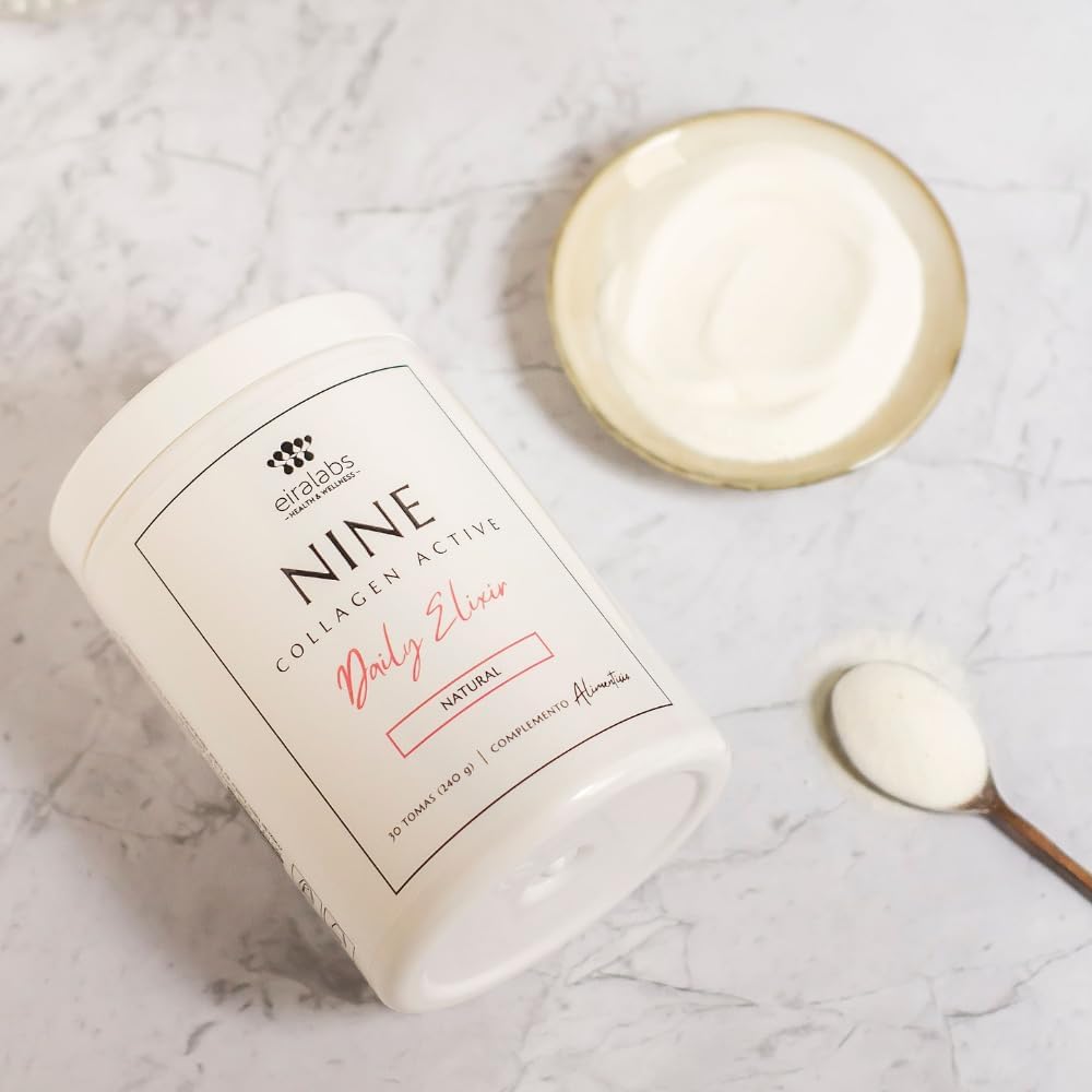 Nine Collagen Active Daily Ellixir - Collagen with Biotin, Niacin, Zinc and Vitamins C & E to Improve Skin Elasticity and Strengthen Hair and Nails - Natural Flavor