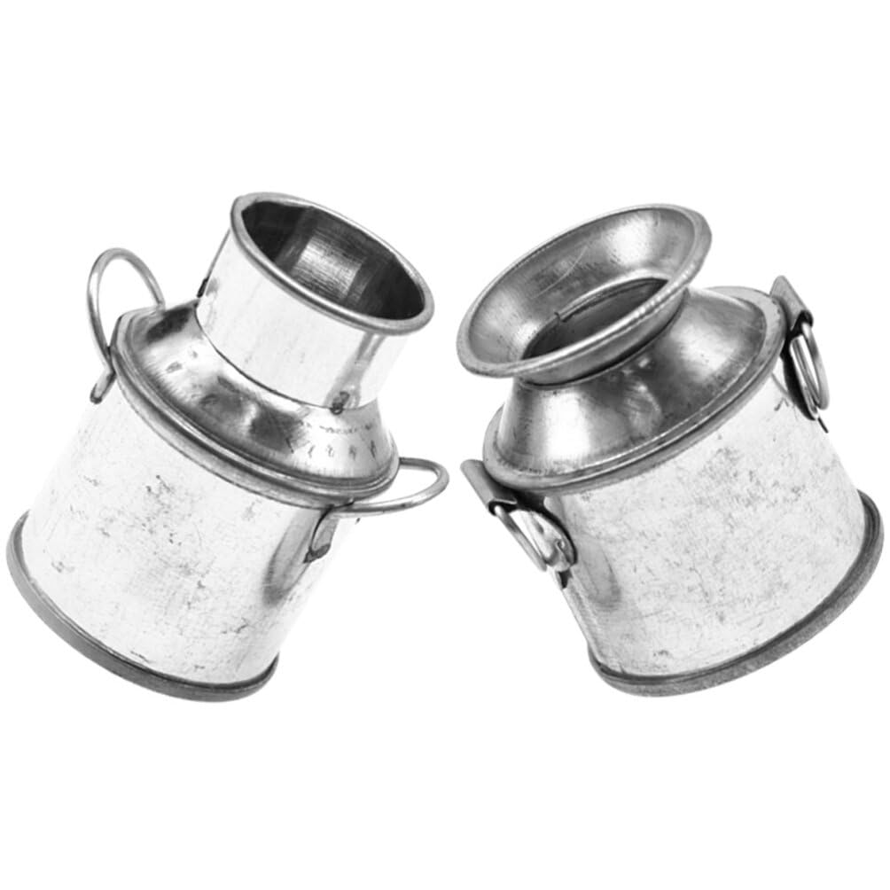Wakauto 2 Pieces Tin Pot with Miniature Gardening Scene Metal Flower Pot Galvanized Florist Cubes Small Metal Bucket Mini Buckets Bucket Small Alloy Family