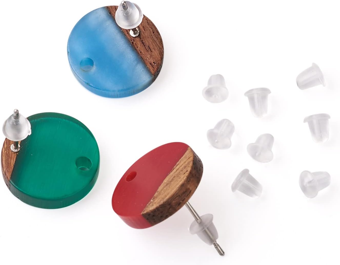 FASHEWELRY 15 Pairs Resin Wood Earrings Posts Flat Round Wooden Earring Blanks Stud Wooden Earring Pin Studs with Earring Back for Dangle Earring Jewelry Making : Clothing, Shoes & Jewelry