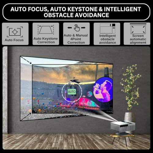 Image of Ghost Projector X6 Full HD Native 1080P, 4K Support | 11850 Lumens | Swivel Stand 360 * 35 Degree | Android 11 (2GB +16GB) | Auto (Focus + Keystone + Obstacle Avoidance) (White)