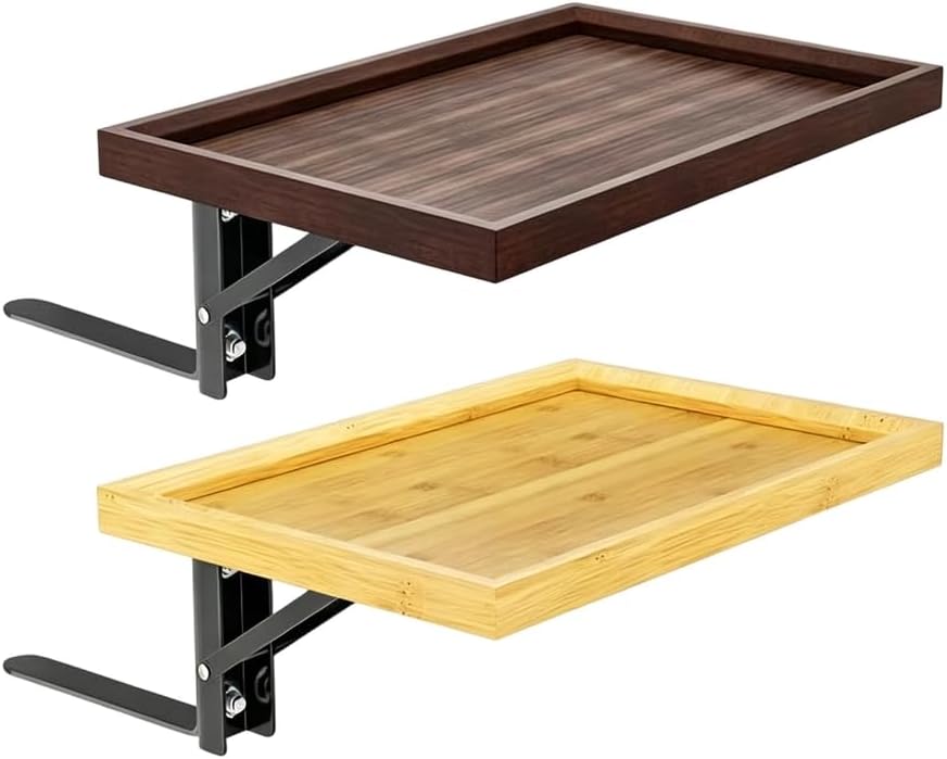 Slip Under Mattress Bed Shelf, Fold-Up Tray with Raised Lip for Bunk Bed, Sofa Side, and Small Bedroom Use