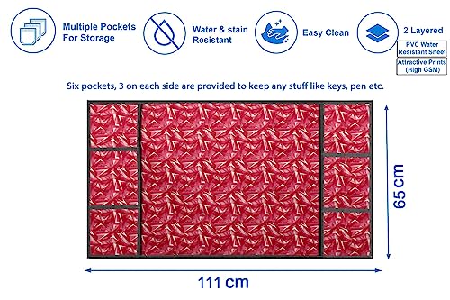 Image of The Furnishing Tree Fridge Top Cover Compatible for Samsung RT37C4512S8 /HL, 322 LTR WxL 65x111 in CM Frieze Pattern Red