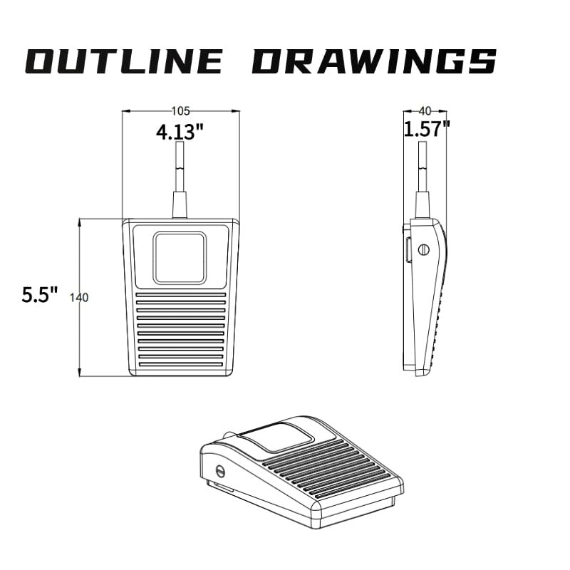 6.6ft/2m Pneumatic Air Foot Pedal Switch, Waterproof Foot-Operated Air Switch,Silicone Air Bag & Tube, ABS Housing, >200 mbar Output, for IPL Beauty Devices, Medical Equipment, and Outdoor Equipment.