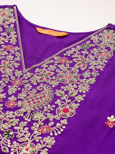 Image of INDO ERA Women's Viscose Embroidered A-Line Kurta and Pant with Dupatta Set (SHUTR6107)